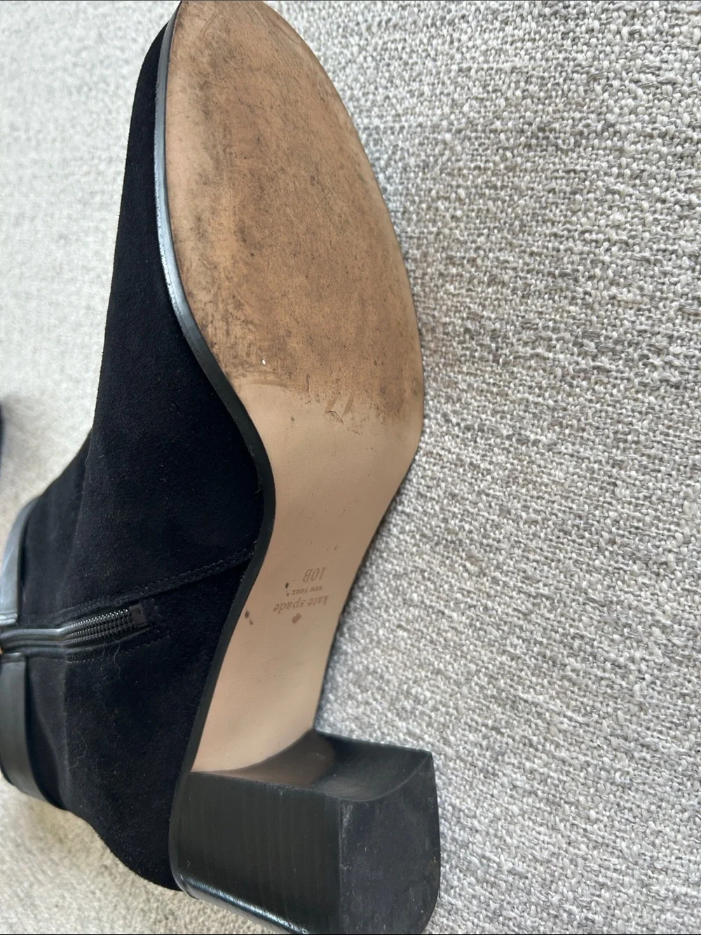 kate spade Black Suede Ankle Booties with Leather Trim